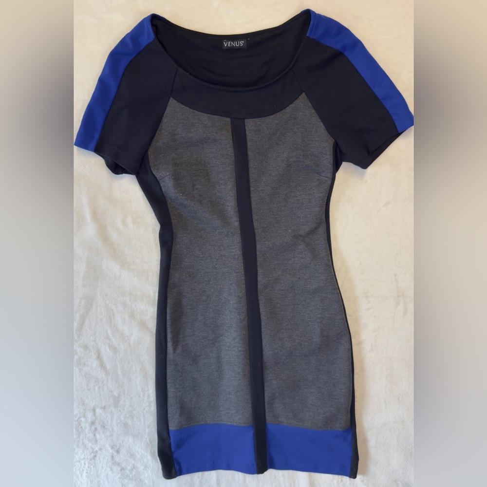 VENUS Blue, Black and Gray Mini Dress